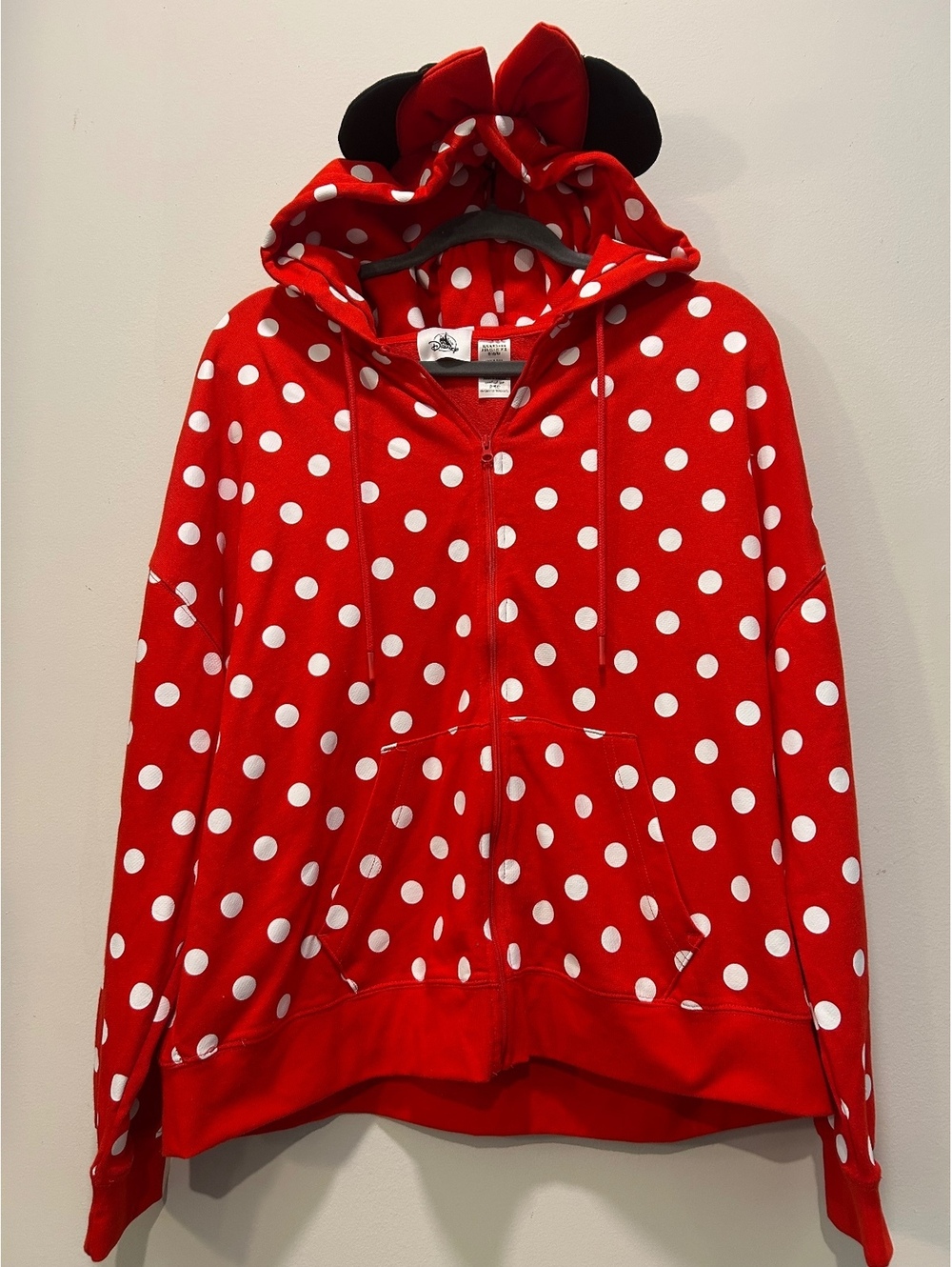 Disney Minnie Mouse Red Polka Dot Hoodie with Ears and Bow